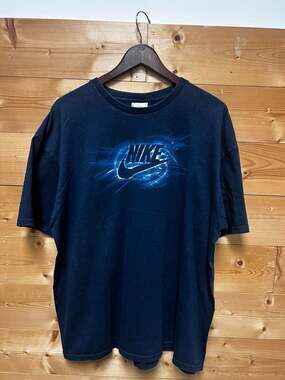 Vintage Y2K Nike Blue Lightning Electric Center Swoosh Graphic T-Shirt XL